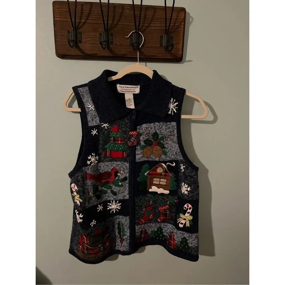 Vintage tiara international Christmas sweater vest medium - Picture 1 of 4